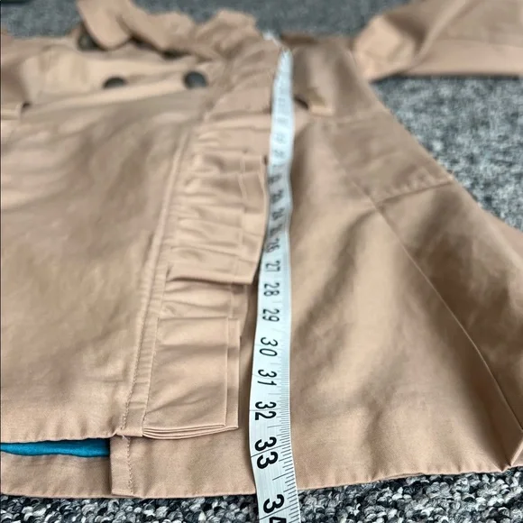 Anthropologie Elevenses Beige Ruffle Trench Coat - Picture 12 of 12